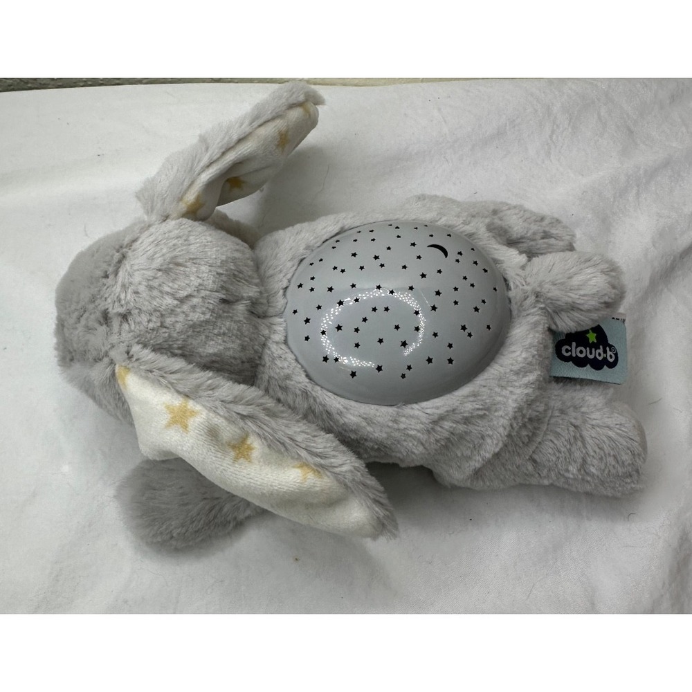 Cloud B Bunny Light Up Stars Plush Gray Small Stuffed Animal Nightlight